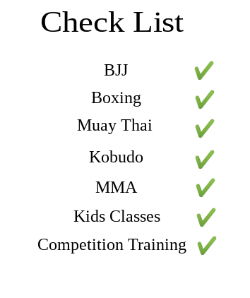Fighting Fit MMA Gym Checklist