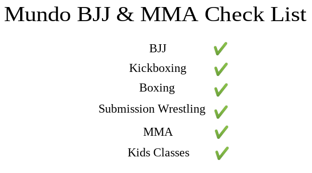 Mundo BJJ and MMA Gym Manchester Checklist